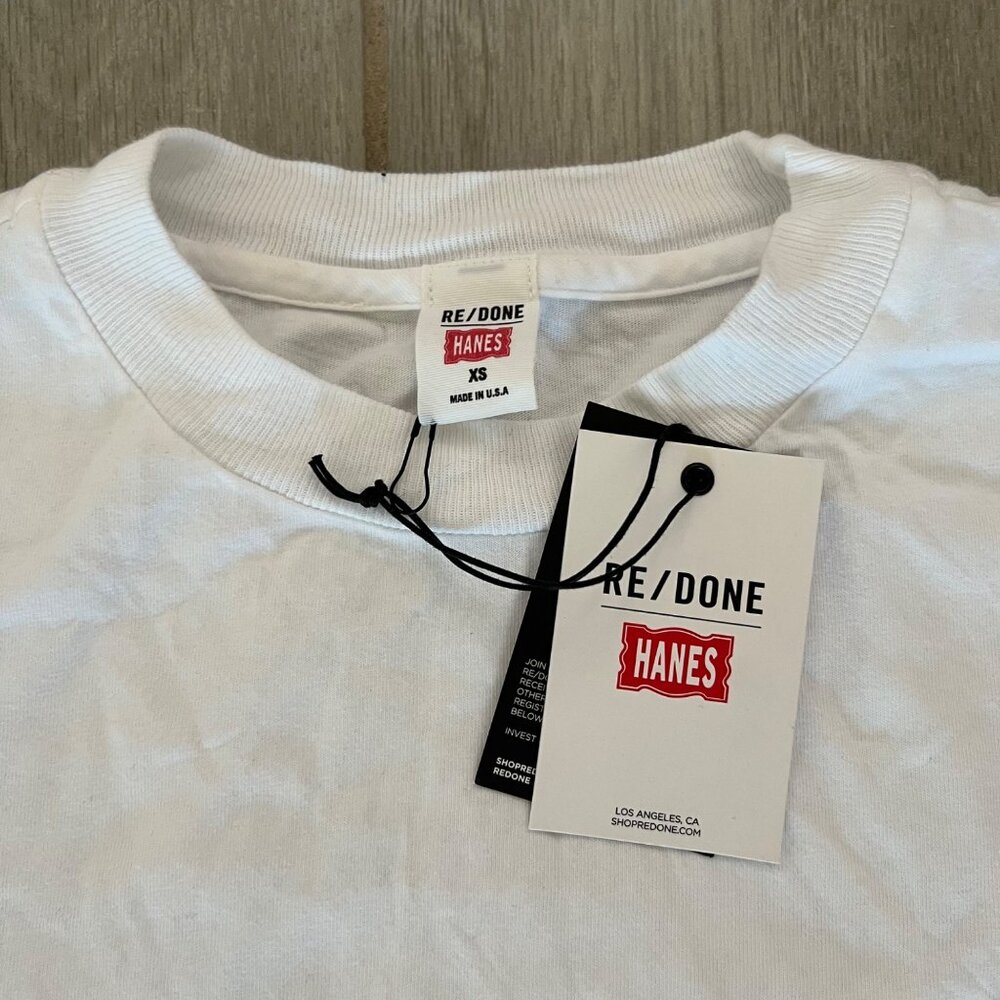 Nwt Re/Done X Hanes Optic White Oversized Tee Sz … - image 3